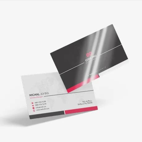 Visitekaartjes met luxe afwerking zoals zilverfolie, 
preegdruk en lak voor een professionele uitstraling.
