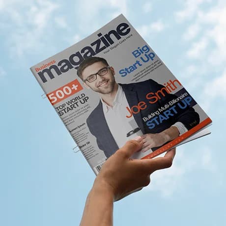 Geniete magazines met oognieten in de rug