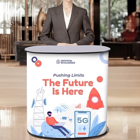 Beurstafels gebogen, systeem incl. bedrukking