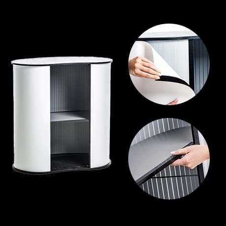 Beurstafels gebogen, systeem incl. bedrukking