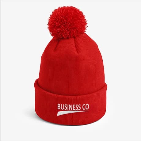 Gepersonaliseerde pomponmuts met logo voor winterpromotie