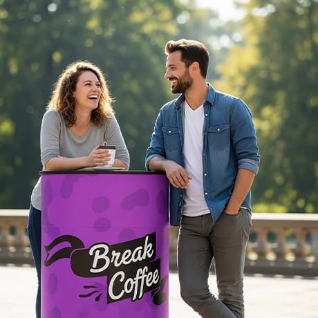 Beurstafels rond, systeem incl. bedrukking