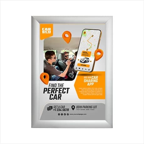 Kliklijsten op maat met handig klemmechanisme voor 
wisselende posters en reclame.
