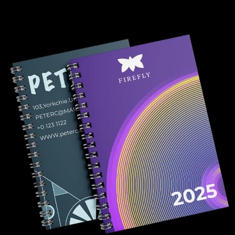 Blokken met wire-o-binding links/boven. FSC/PEFC gecertificeerd, verstevigd rugkarton. Persoonlijke bedrukking vanaf 10 stuks. Duurzame kwaliteit.