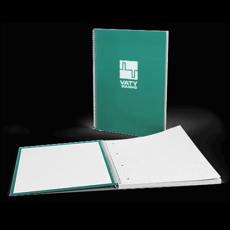 Notitieboek met harde kaft en wire-o bedrukt