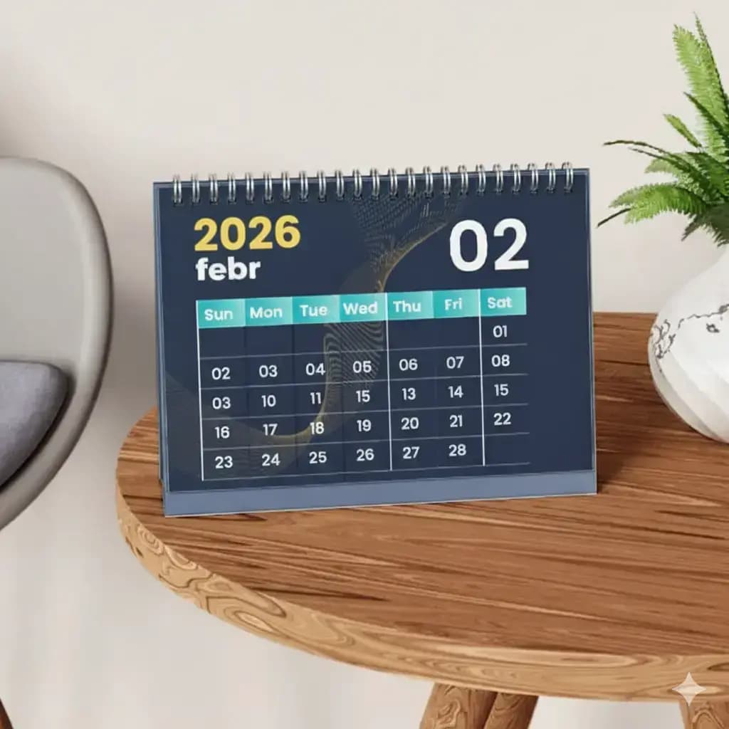 Bureaukalenders met wire-o en uitvouwbare steun