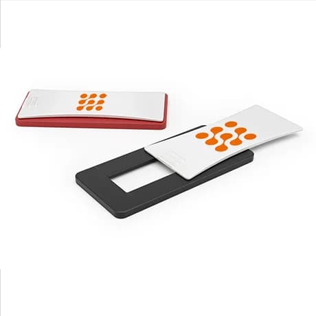 Webcamcover met gepersonaliseerde bedrukking, 
altijd zichtbaar voor uw klanten.
