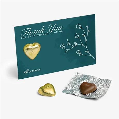 Gepersonaliseerde wenskaarten met Lindt chocolade, 
perfect voor bedrijven en promoties.
