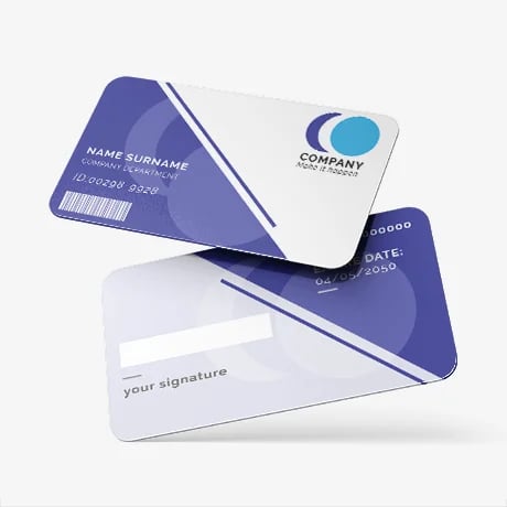 Witte plastic kaart, personaliseerbaar en bedrukt van 
hoge kwaliteit voor bedrijven en evenementen.