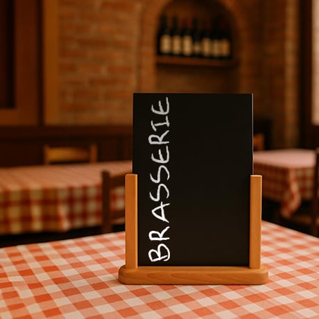 Houten tafel menu krijtborden