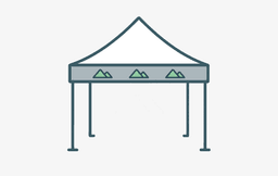 Partytent met geprinte dakrand banner