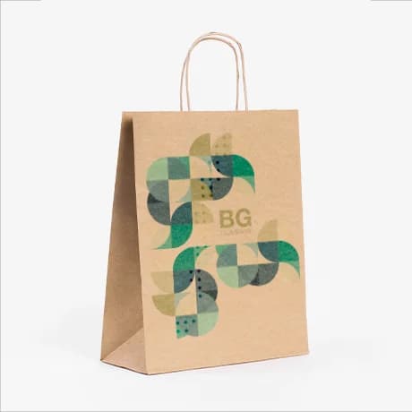 Papieren tas met papieren hengsels, volledig bedrukbaar