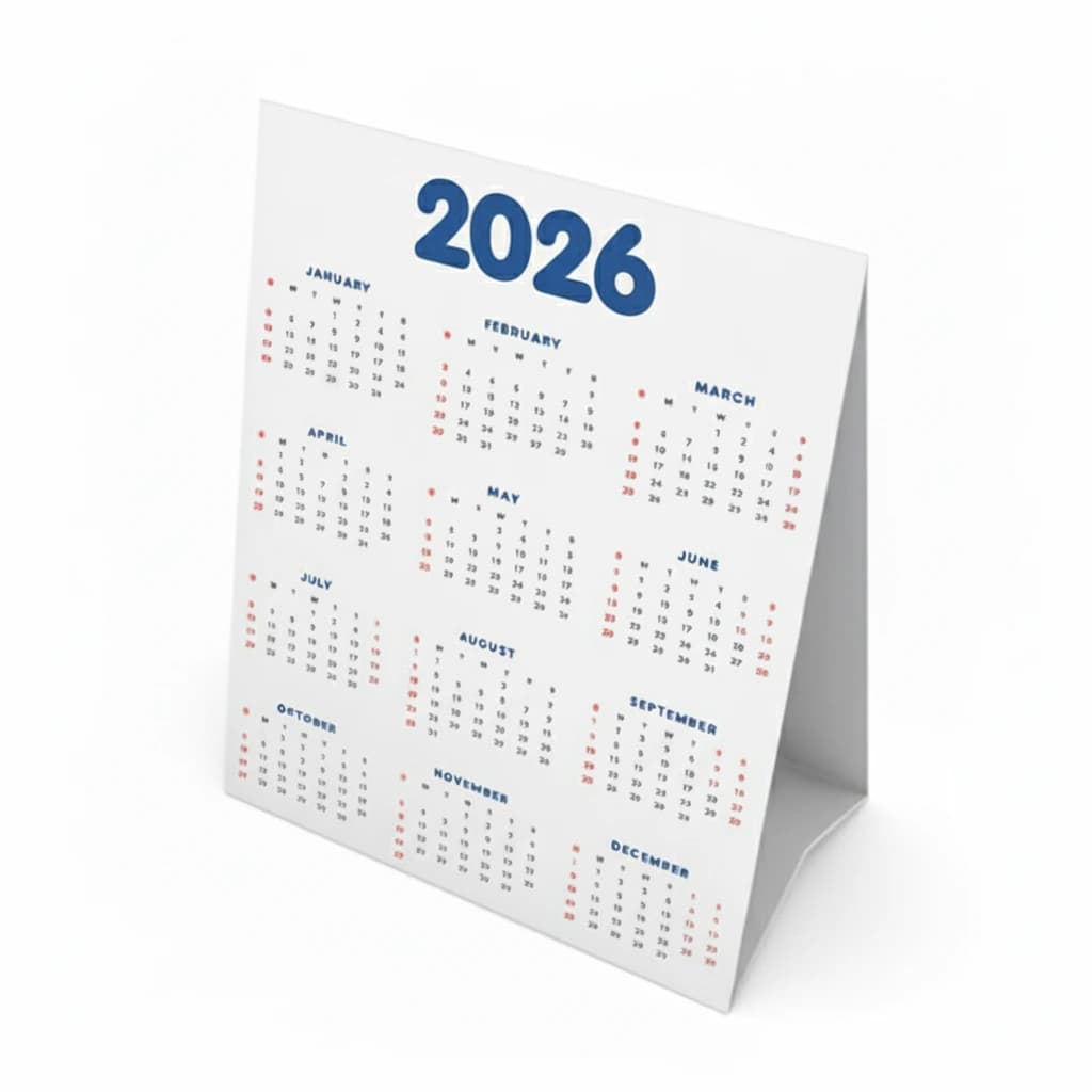 Bureaukalenders papier PEFC reclame binnen kantoor bedrukken Professionele bureaukalenders verschillende formaten full colour Gepersonaliseerde bureaukalenders voor achterkant bedrukbaar